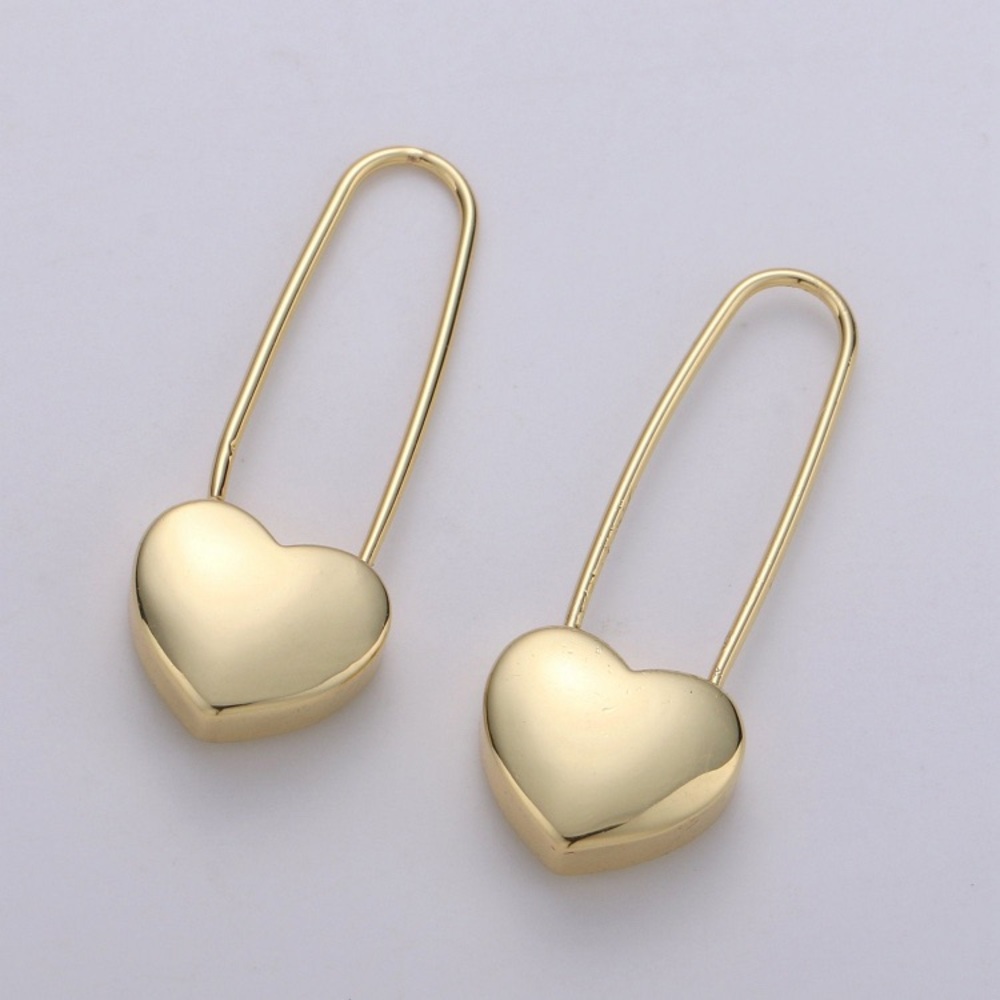 24K gold dangle heart earrings - Picture 2 of 5
